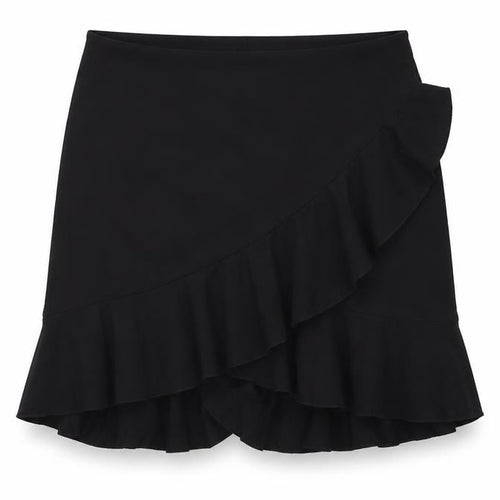 H&M Women Black Wrap Ruffle Short Skirt Size L Viscose