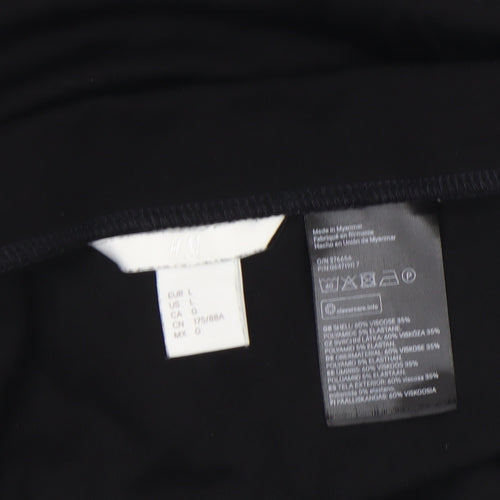 H&M Women Black Wrap Ruffle Short Skirt Size L Viscose