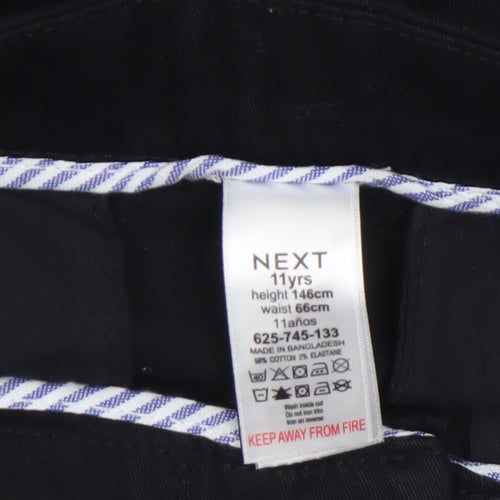Next Boys Black Slim Fit Chino Trousers 11 Years Cotton School Pants