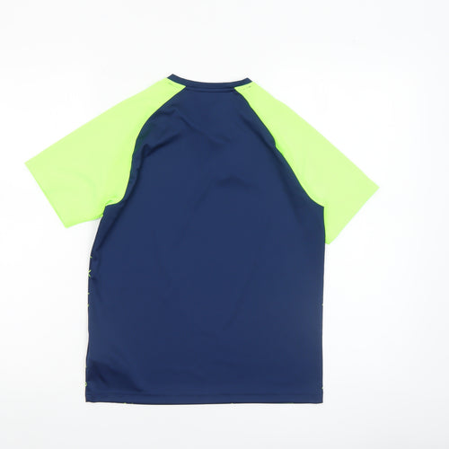 Puma Boys Blue Geometric Sports T-Shirt 11-12 Years Lightweight Quick Dry