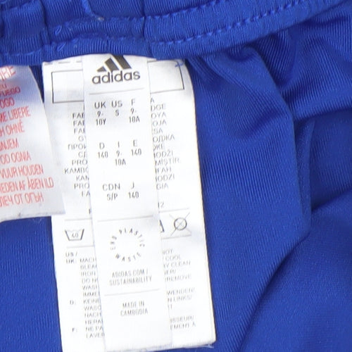 adidas Boys Blue Football Athletic Shorts Size 10 Years Elastic Waist
