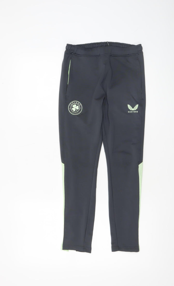 Castore Boys Black Track Pants 11 Years Tapered Fit Football Trousers