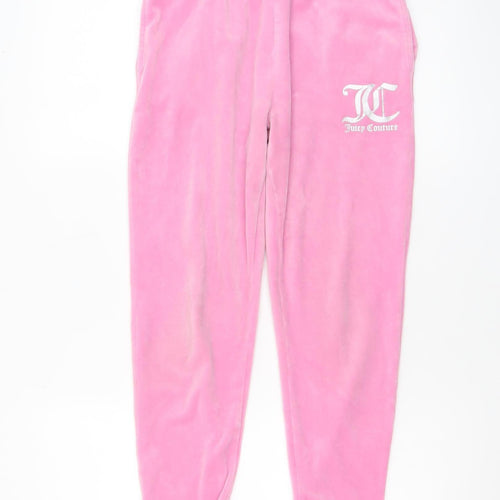 Juicy Couture Girls Pink Velour Jogger Trousers 12-13 Years