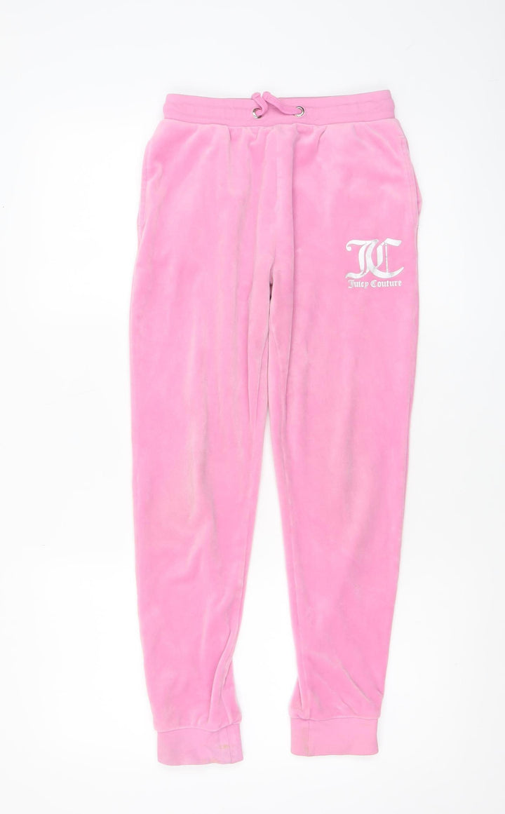 Juicy Couture Girls Pink Velour Jogger Trousers 12-13 Years
