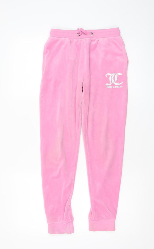 Juicy Couture Girls Pink Velour Jogger Trousers 12-13 Years