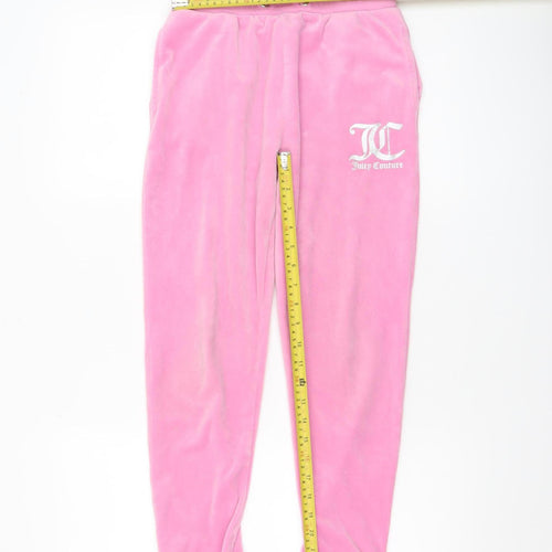 Juicy Couture Girls Pink Velour Jogger Trousers 12-13 Years