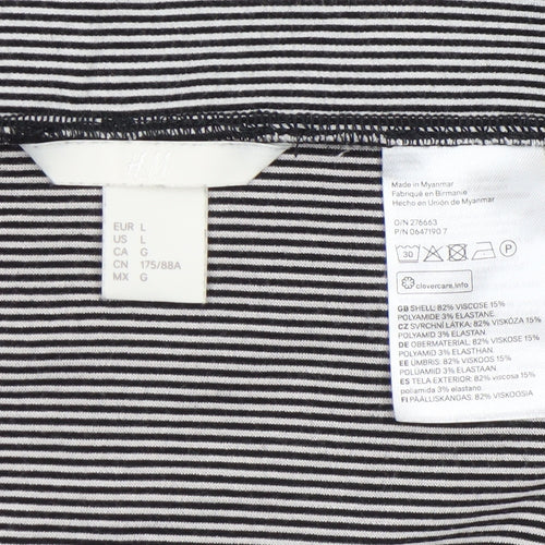 H&M Women’s Black Stripe Wrap Ruffle Knee Length Skirt Size L