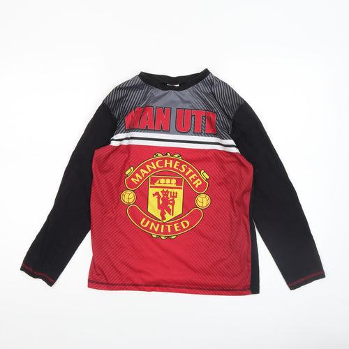 Manchester United Boys Red Black 11-12 Years Long Sleeve Pyjama Top