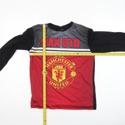 Manchester United Boys Red Black 11-12 Years Long Sleeve Pyjama Top