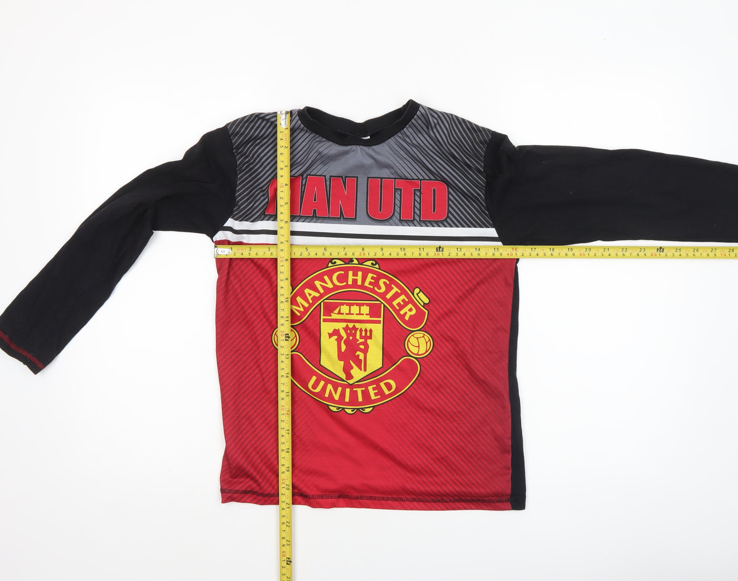 Manchester United Boys Red Black 11-12 Years Long Sleeve Pyjama Top