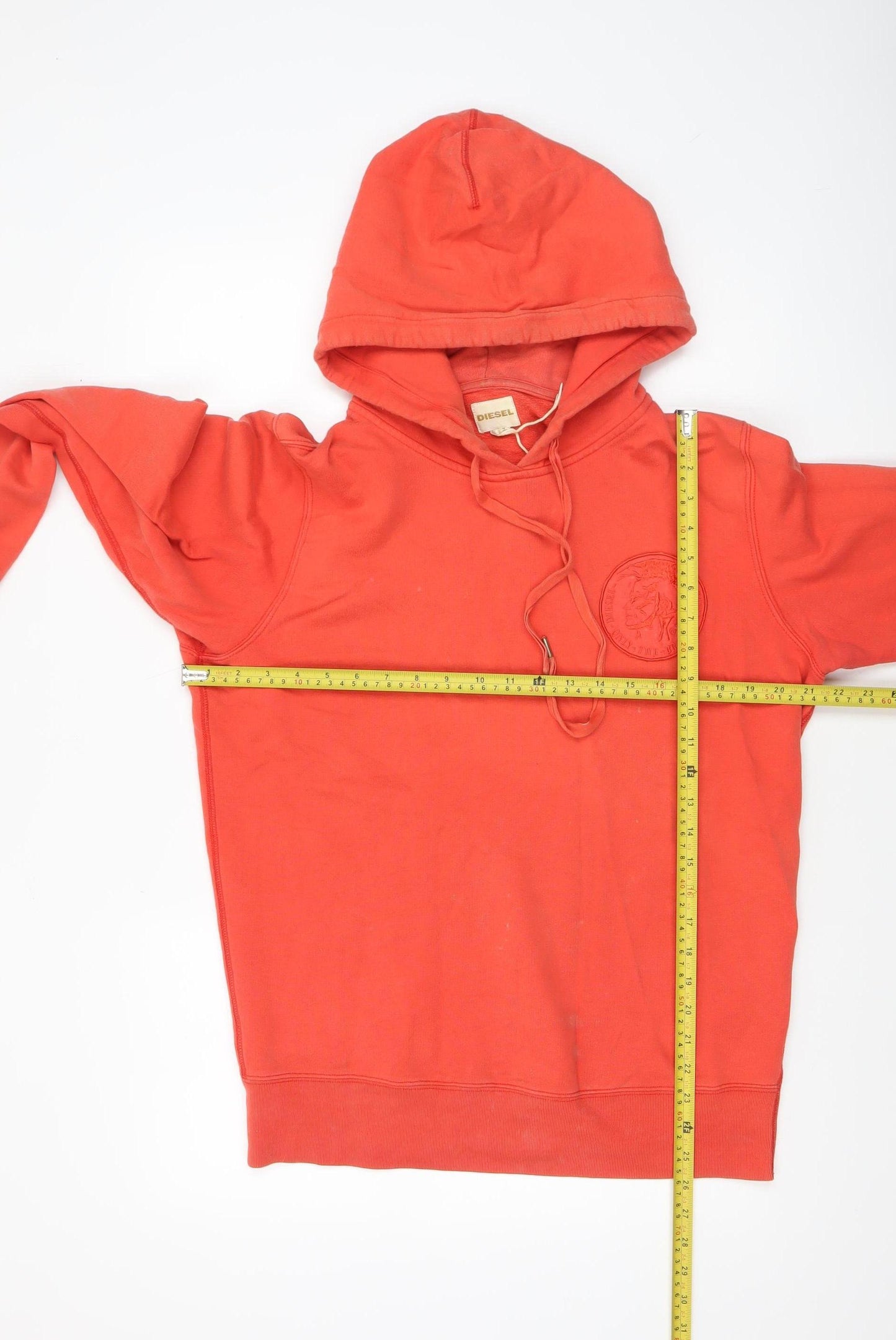 Diesel Mens Red Pullover Hoodie Size M Regular Cotton Logo Top