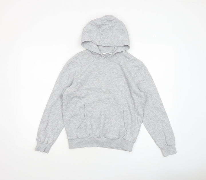 Marks and Spencer Boys Grey Marl Pullover Hoodie Age 11-12 Years Cotton Blend