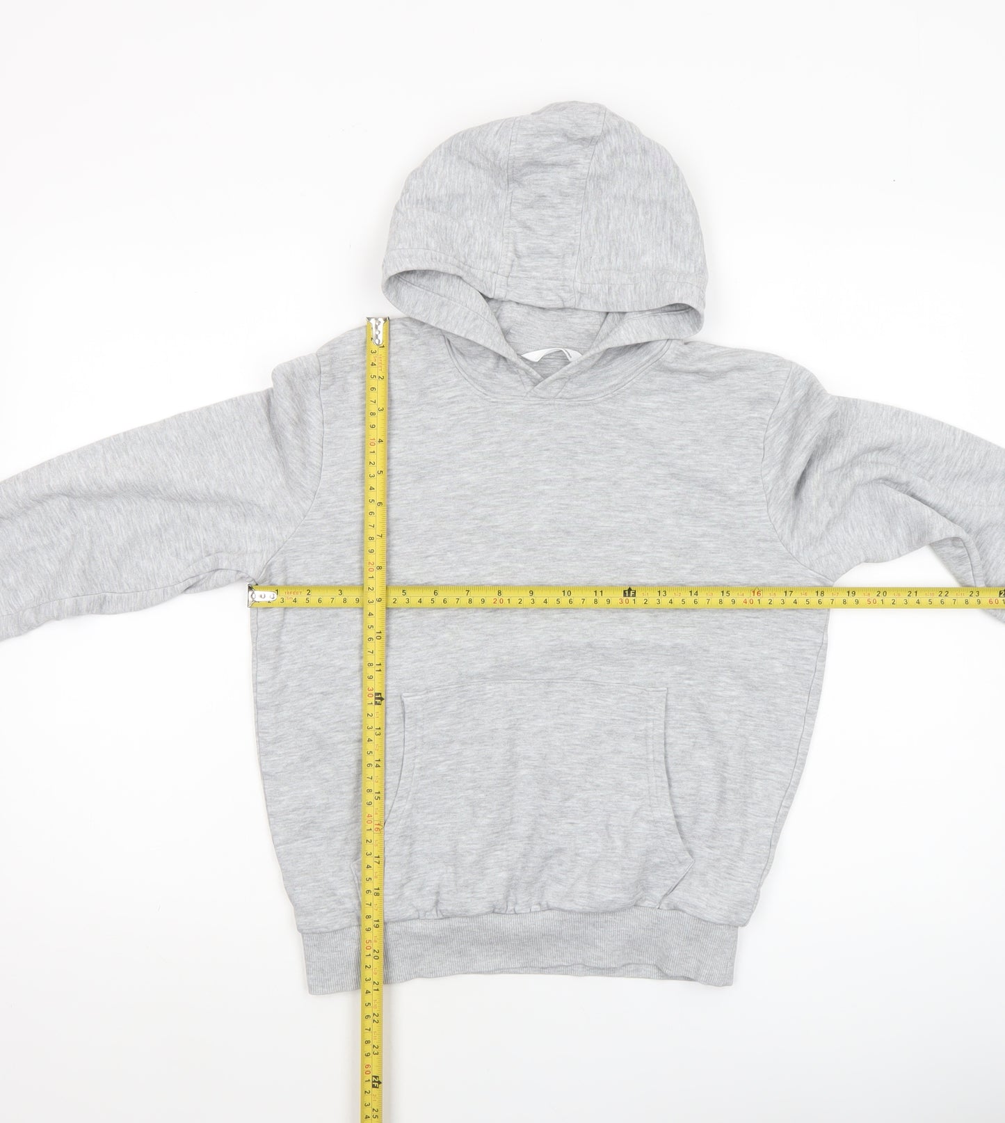 Marks and Spencer Boys Grey Marl Pullover Hoodie Age 11-12 Years Cotton Blend