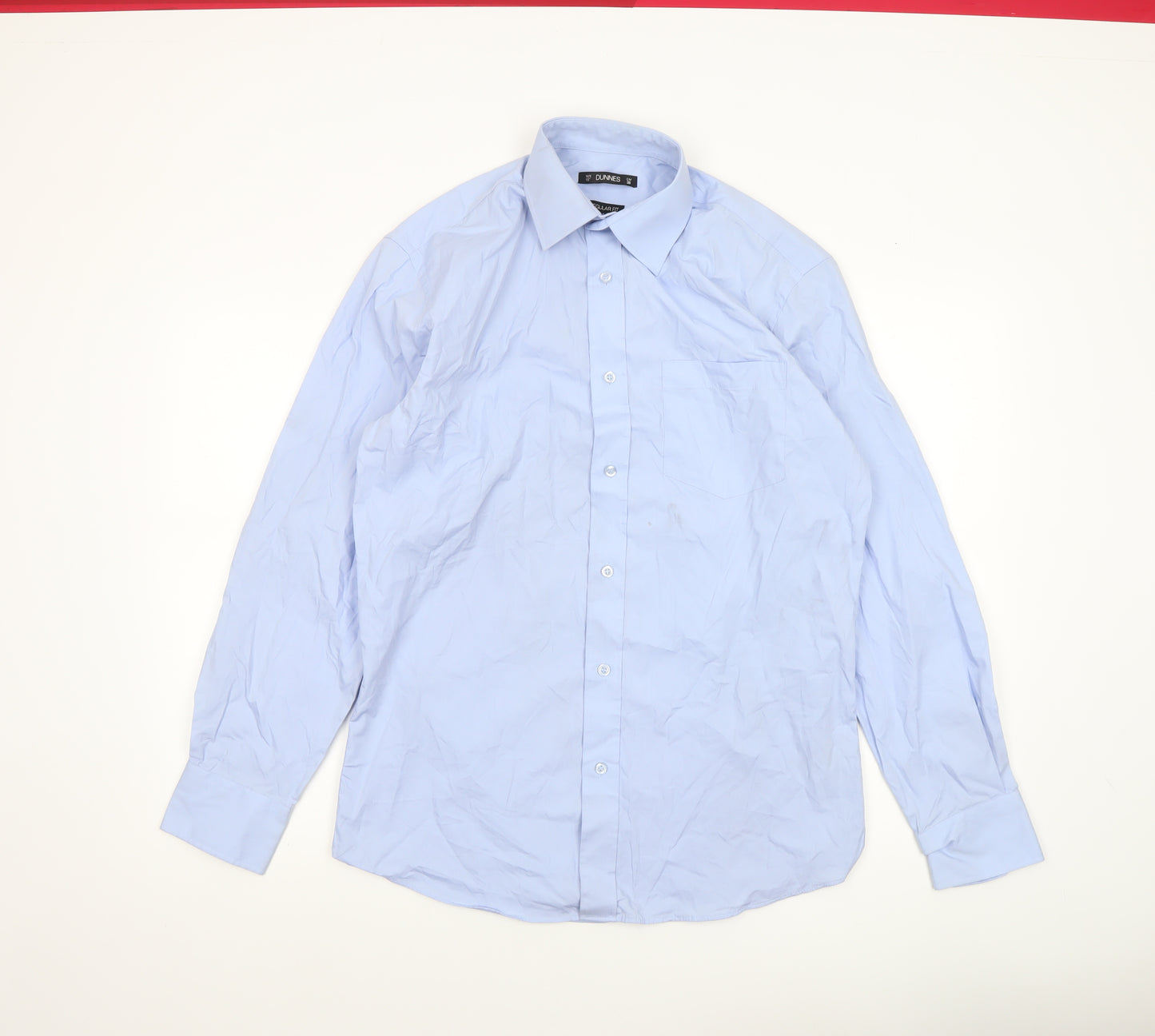 Dunnes Men’s Blue Regular Fit Long Sleeve Formal Dress Shirt 15” Collar