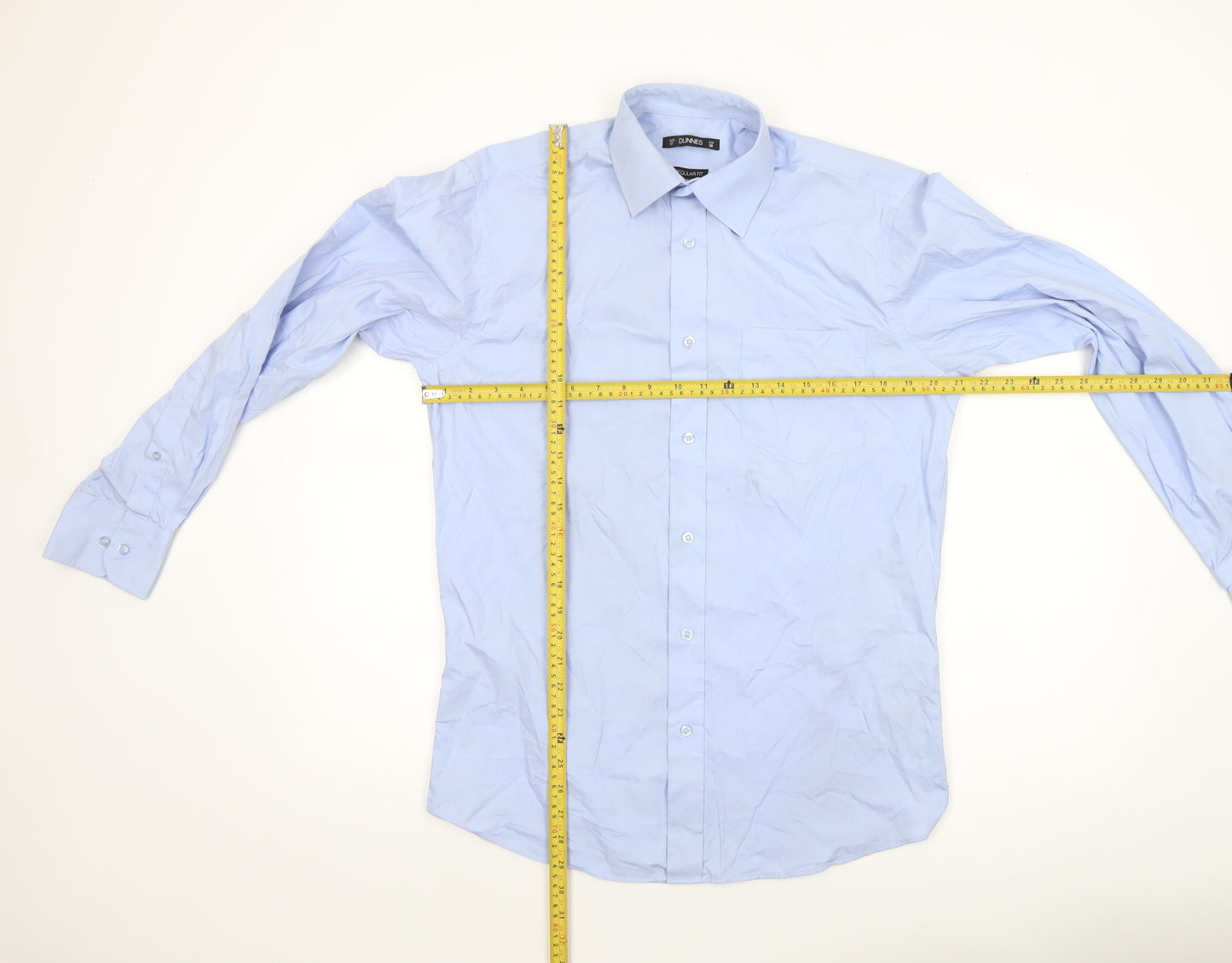 Dunnes Men’s Blue Regular Fit Long Sleeve Formal Dress Shirt 15” Collar