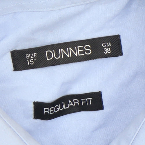 Dunnes Men’s Blue Regular Fit Long Sleeve Formal Dress Shirt 15” Collar