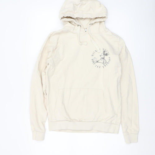 Disney Womens Beige Mickey Mouse Pullover Hoodie Size S