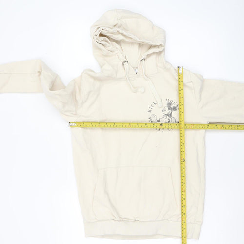 Disney Womens Beige Mickey Mouse Pullover Hoodie Size S