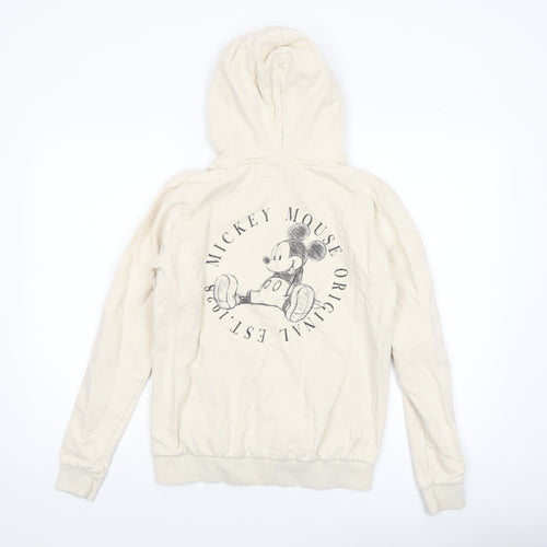 Disney Womens Beige Mickey Mouse Pullover Hoodie Size S