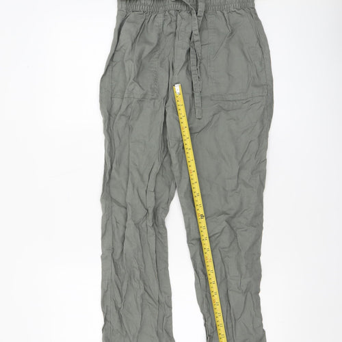 Dunnes Women’s Green Linen Cotton Trousers XS Casual Elastic Waist