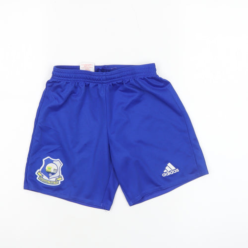 Adidas Boys Blue Athletic Football Shorts 9-10 Years Lightweight Activewear