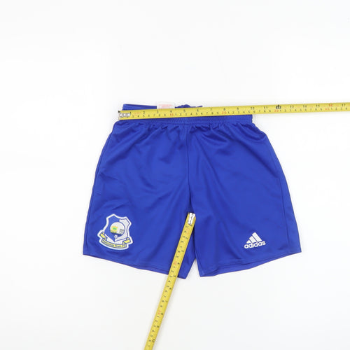 Adidas Boys Blue Athletic Football Shorts 9-10 Years Lightweight Activewear