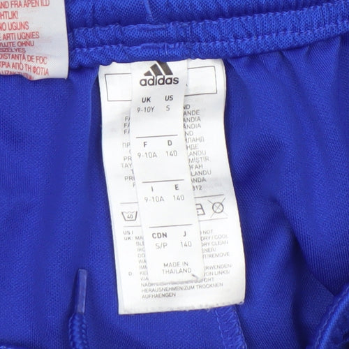 Adidas Boys Blue Athletic Football Shorts 9-10 Years Lightweight Activewear