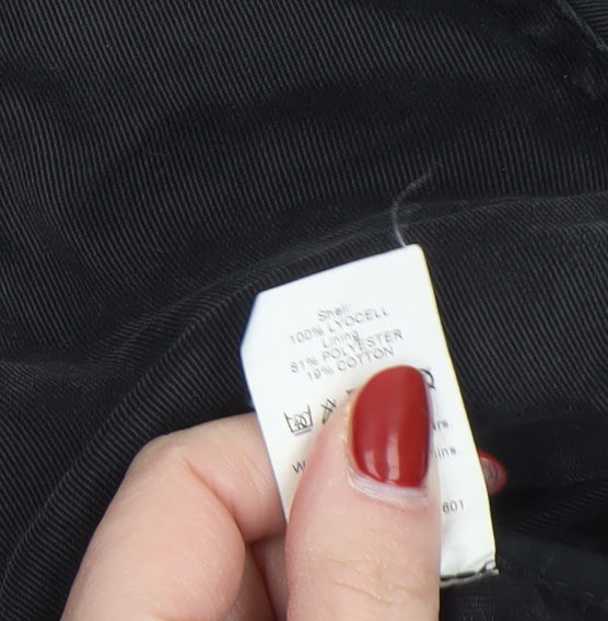 River Island Women's Black Military Jacket Size 8 Lyocell Mid-Length