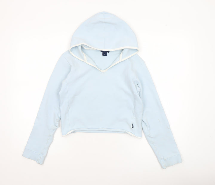 Jack Wills Women's Light Blue V-Neck Pullover Hoodie Size 12