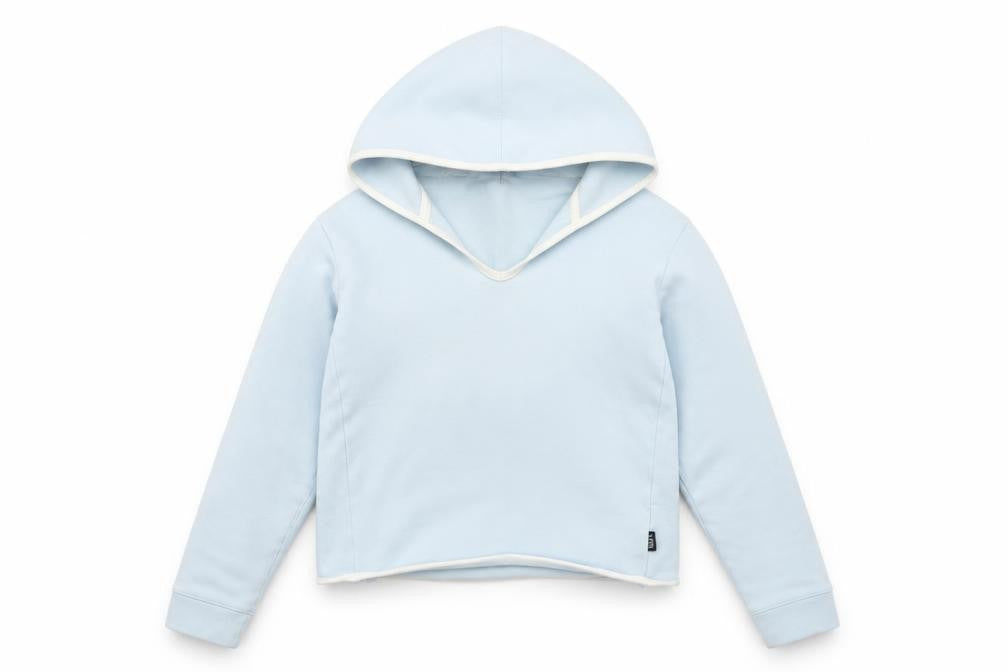 Front view of Jack Wills Women's Light Blue V-Neck Pullover Hoodie, size 12