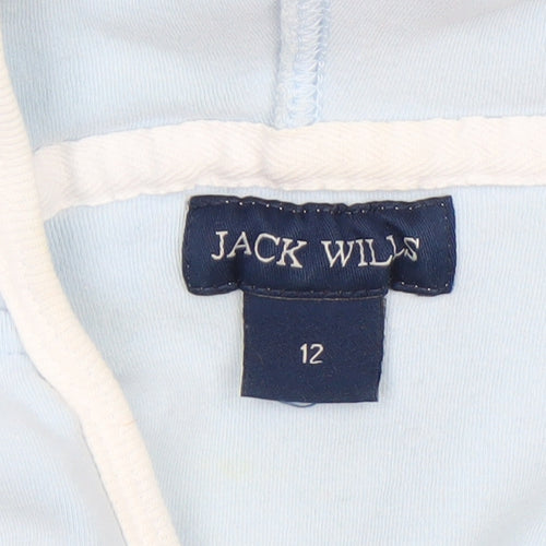Jack Wills Women's Light Blue V-Neck Pullover Hoodie Size 12
