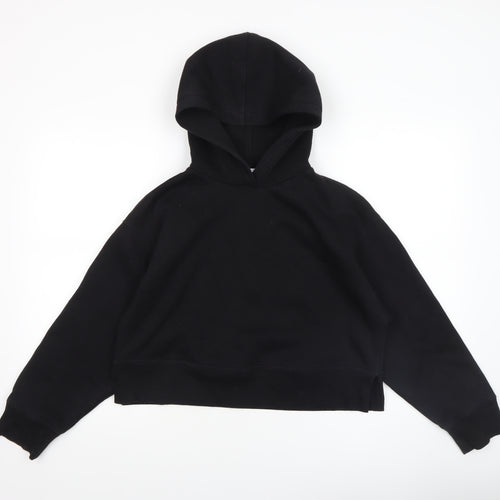 Zara Women Black Cotton Blend Pullover Hoodie Size S