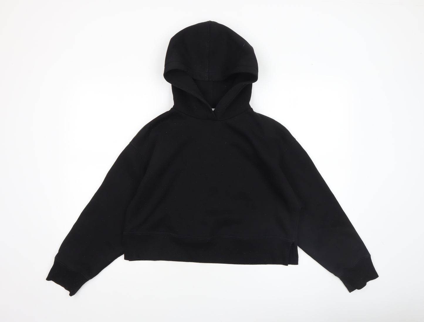 Zara Women Black Cotton Blend Pullover Hoodie Size S
