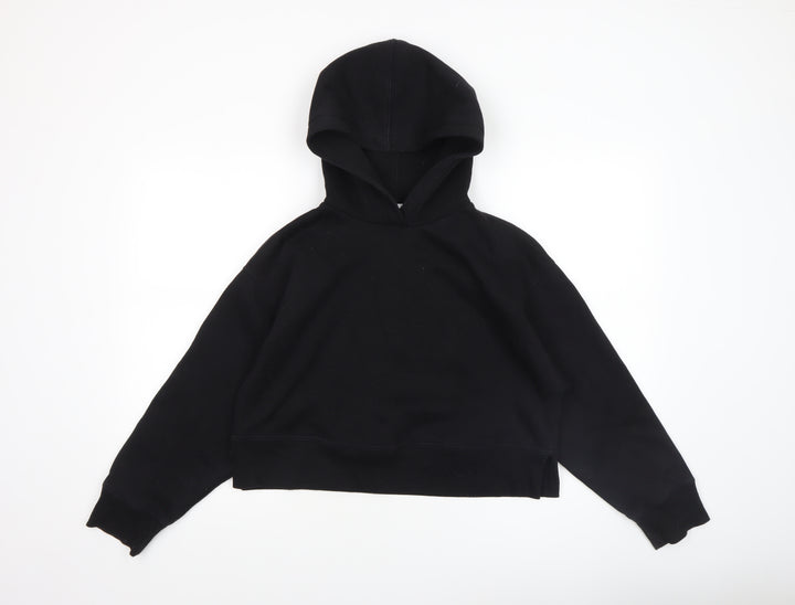 Zara Women Black Cotton Blend Pullover Hoodie Size S