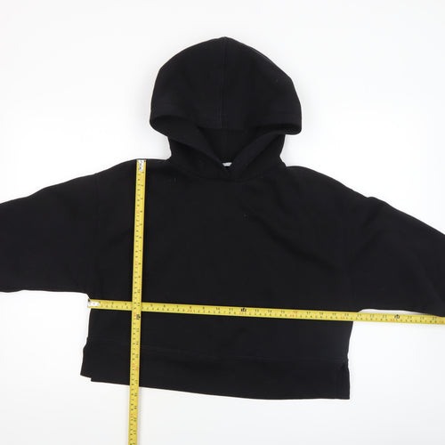 Zara Women Black Cotton Blend Pullover Hoodie Size S