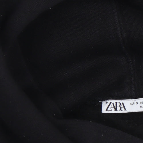 Zara Women Black Cotton Blend Pullover Hoodie Size S