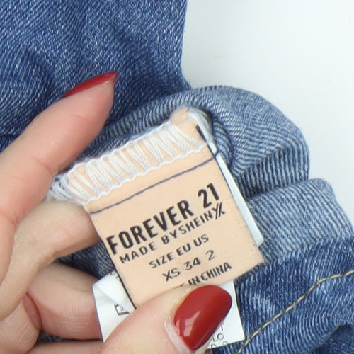 Forever 21 Women’s Blue Denim Short Sleeve Skater Dress XS