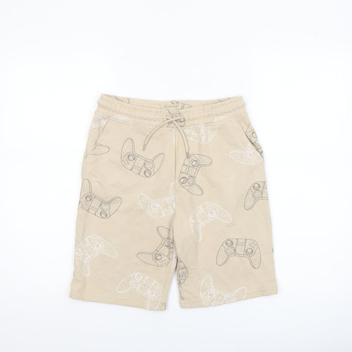 Primark Boys Beige Gamer Print Sweat Shorts 12-13 Years Regular Fit