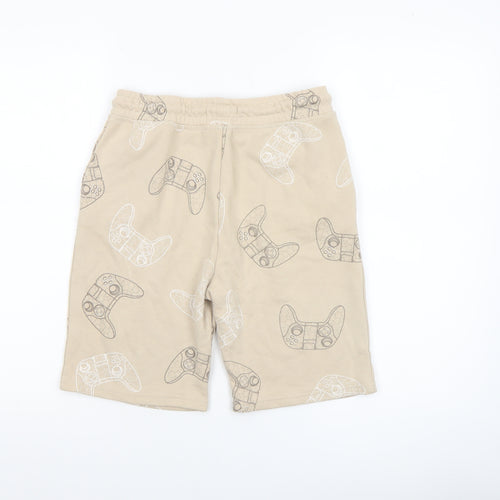 Primark Boys Beige Gamer Print Sweat Shorts 12-13 Years Regular Fit