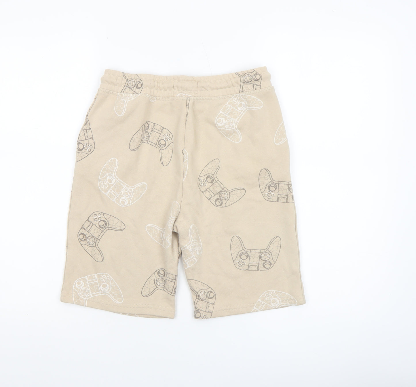 Primark Boys Beige Gamer Print Sweat Shorts 12-13 Years Regular Fit