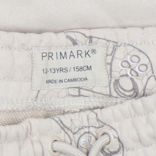 Primark Boys Beige Gamer Print Sweat Shorts 12-13 Years Regular Fit