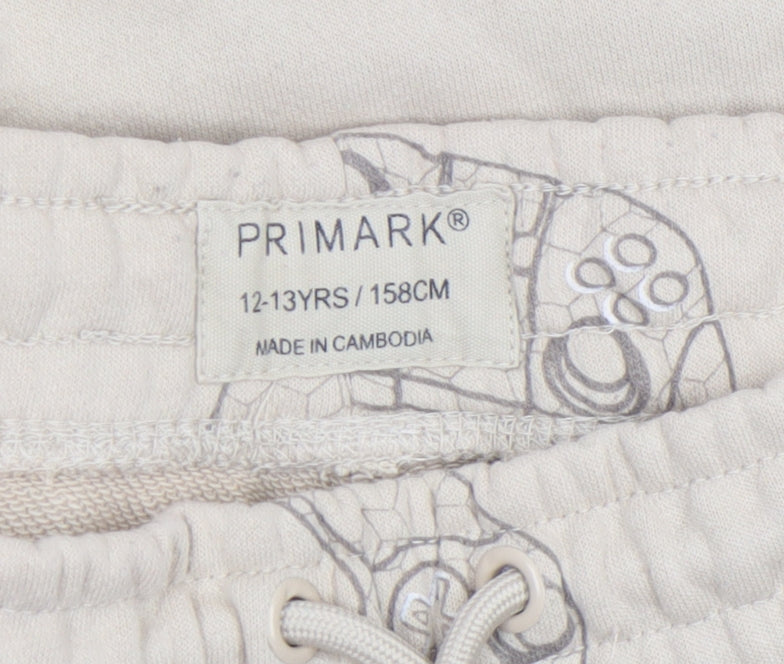 Primark Boys Beige Gamer Print Sweat Shorts 12-13 Years Regular Fit