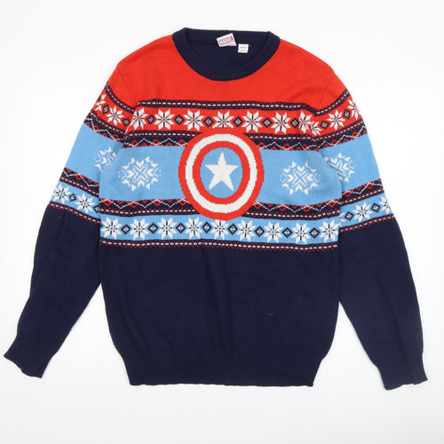 Marvel Men’s Multicoloured Medium Captain America Fair Isle Jumper