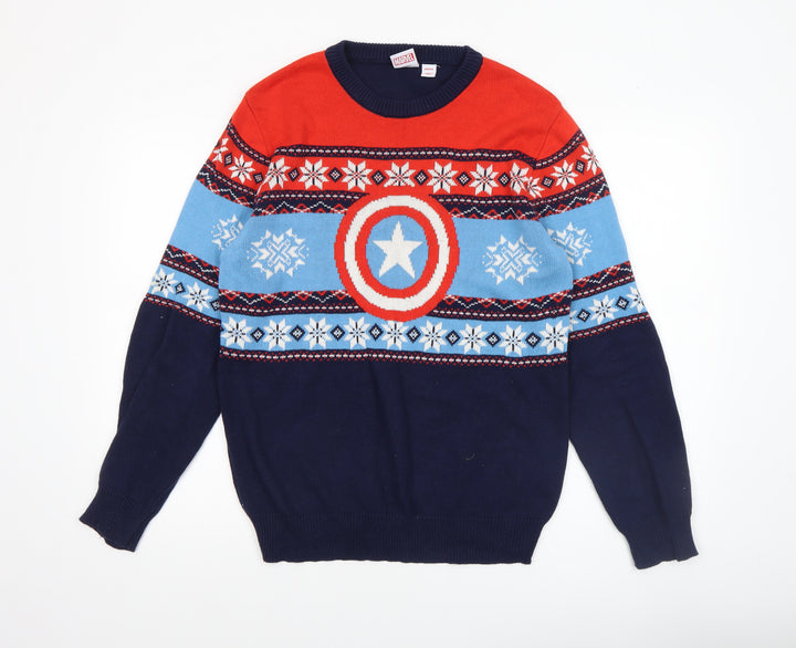 Marvel Men’s Multicoloured Medium Captain America Fair Isle Jumper