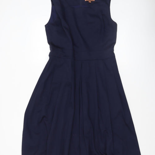 Jolie Moi Women Blue Size 14 Fit & Flare Sleeveless Knee Length Dress