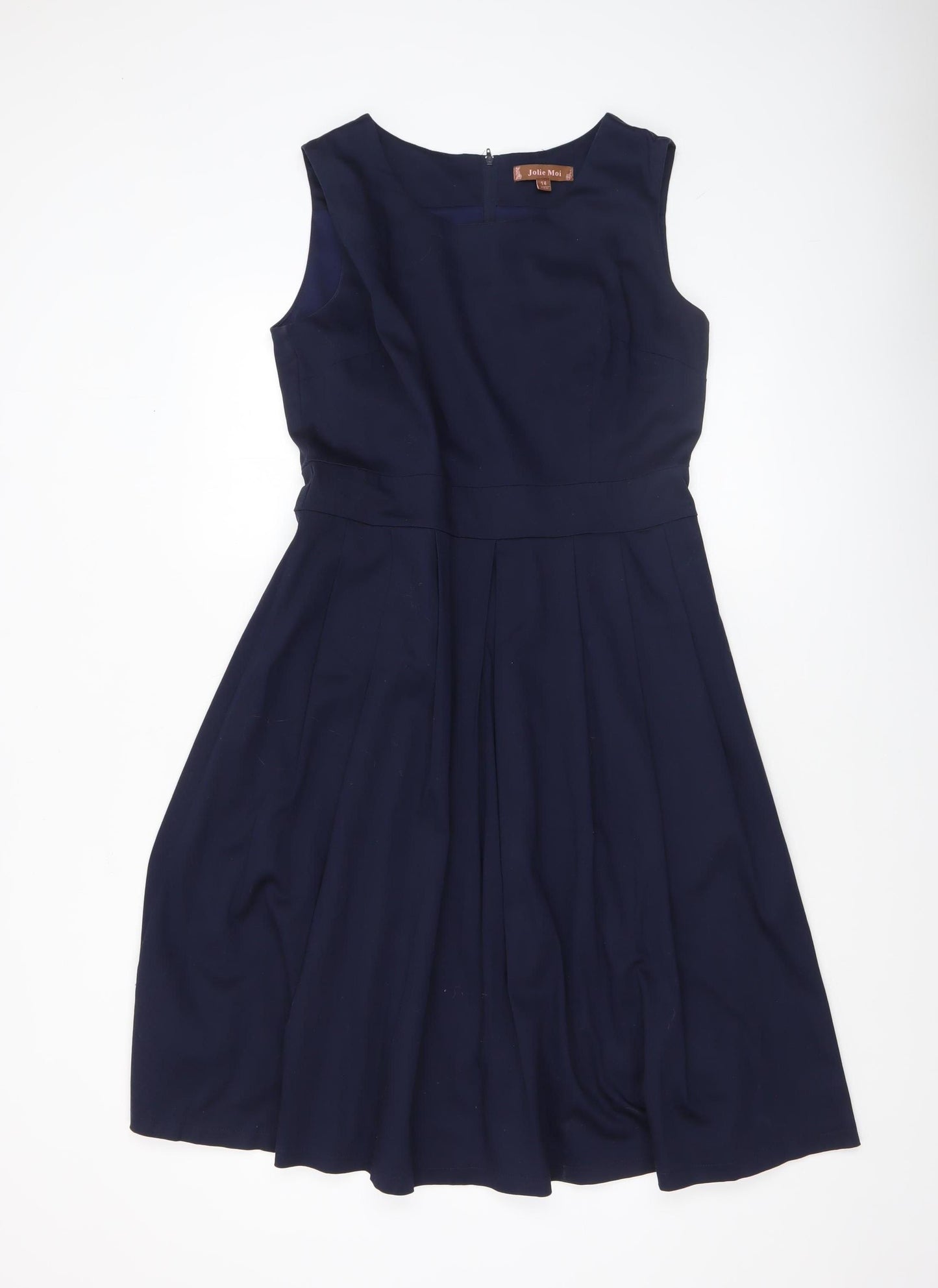 Jolie Moi Women Blue Size 14 Fit & Flare Sleeveless Knee Length Dress