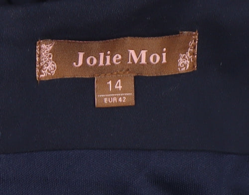 Jolie Moi Women Blue Size 14 Fit & Flare Sleeveless Knee Length Dress