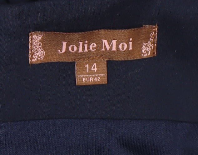 Jolie Moi Women Blue Size 14 Fit & Flare Sleeveless Knee Length Dress