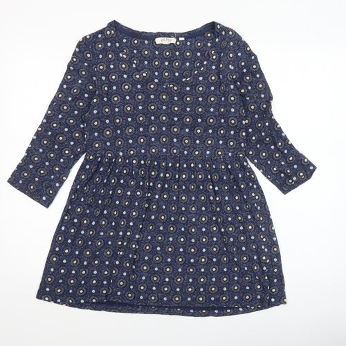 Fat Face Women's Blue Floral 3/4 Sleeve Tunic Blouse Size 10