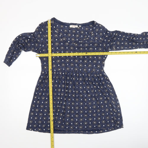 Fat Face Women's Blue Floral 3/4 Sleeve Tunic Blouse Size 10